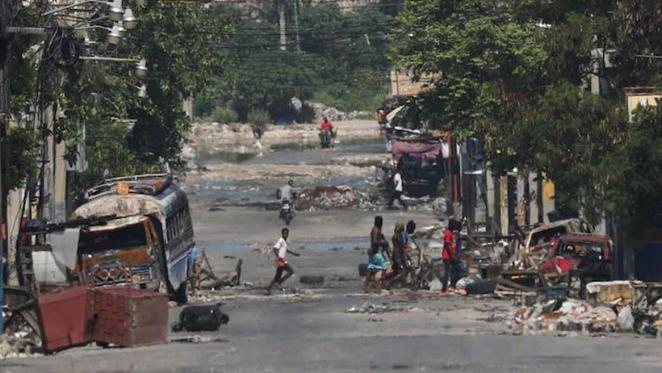 Streets destroyed by the criminal gangs in Haiti.