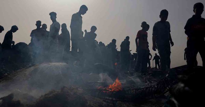 Gaza Population amid smoke and ruble