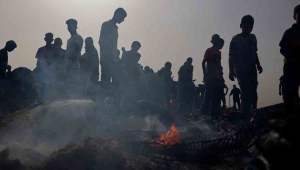 Gaza Population amid smoke and ruble