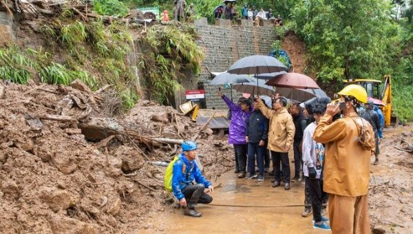Chief Minister Pu Lalduhoma visited two disaster sites in Aizawl city, which were severely affected by the heavy rainfall from Cyclone Remal., May 28, 2024