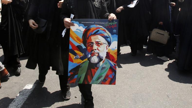 Banner with the image of the late President Ebrahim Raisi, May 2024