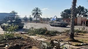 Israeli war tanks in the Palestinian enclave of Rafah.