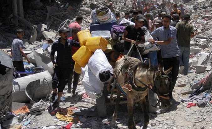 Palestinians displaced by Israeli bombings in Gaza, June 2024.