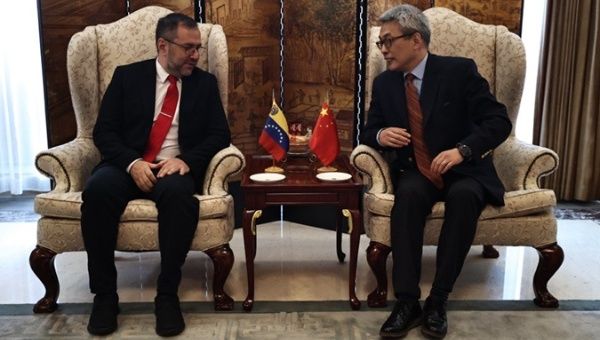 Venezuelan Foreign Affairs Minister Yvan Gil (L) in Beijing, China, June 4, 2024.